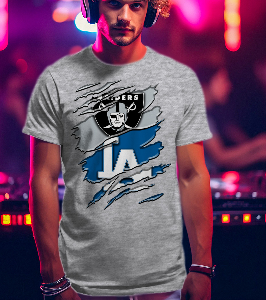 Raiders La Dodgers Crest Combination T-Shirt