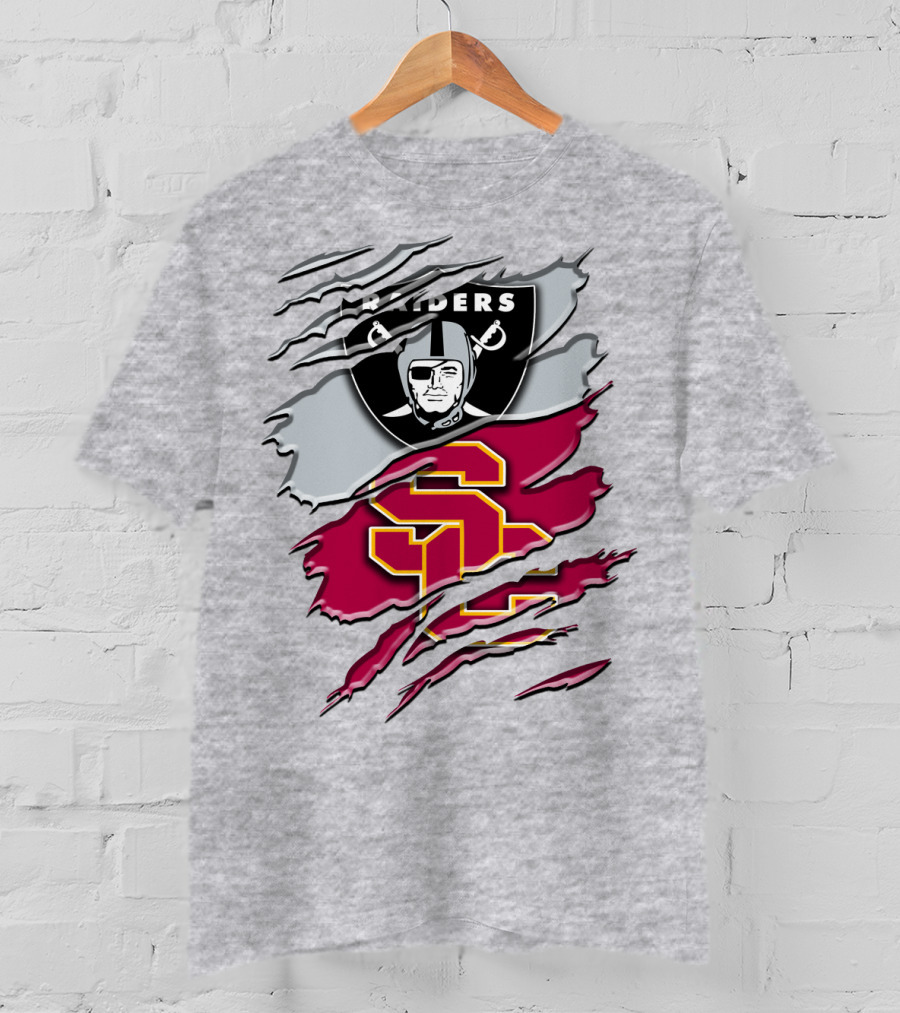 Raiders And Usc Trojans Logo Fusion Rah 098 T-Shirt