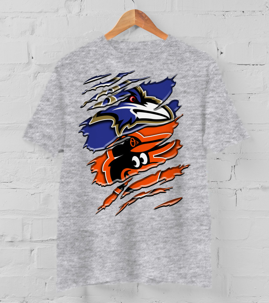 Baltimore Ravens Orioles Logo Mashup Rah 101 T-Shirt