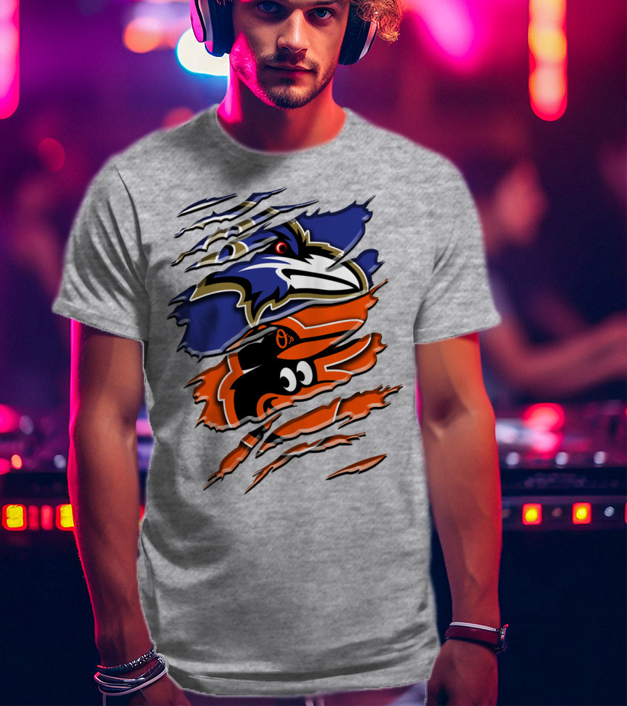 Baltimore Ravens Orioles Logo Mashup Rah 101 T-Shirt