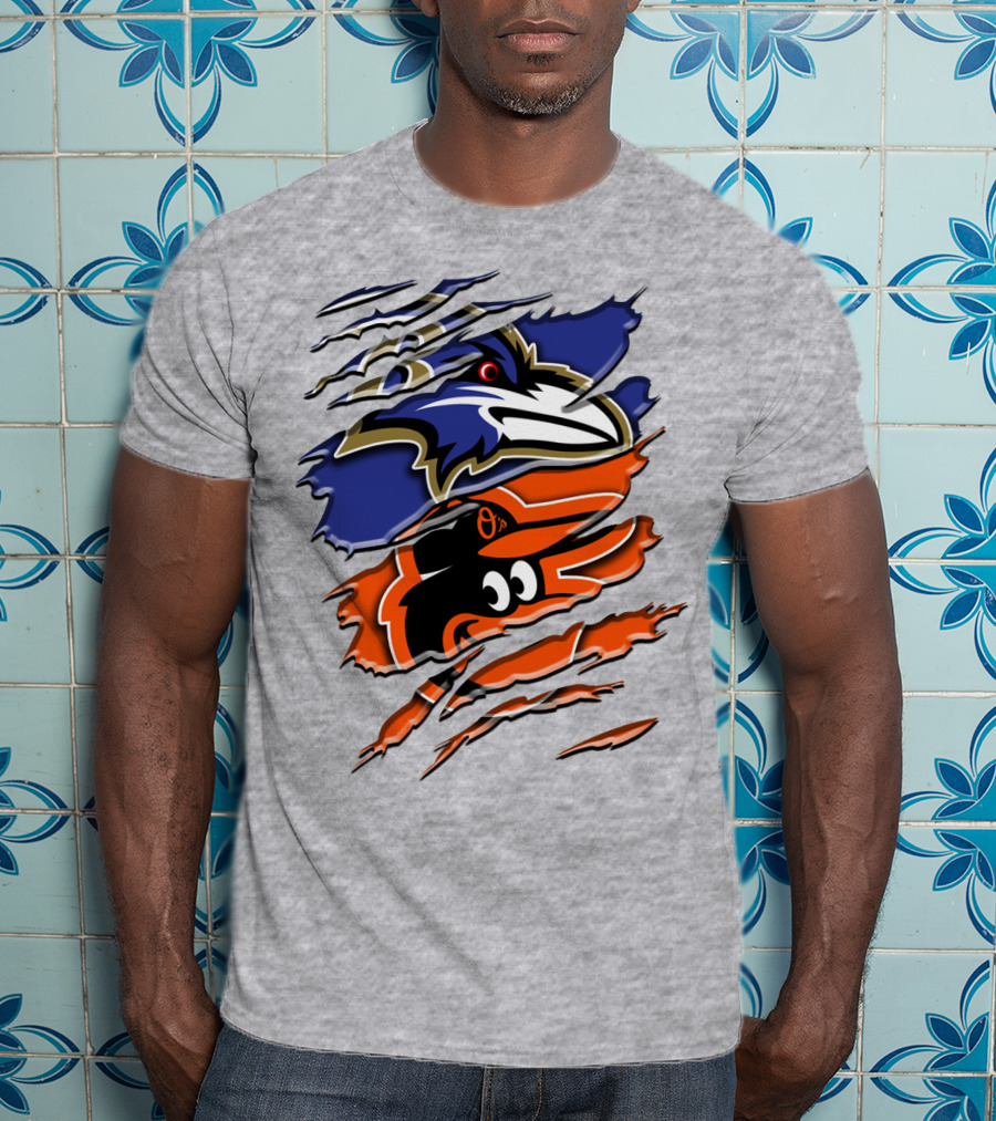 Baltimore Ravens Orioles Logo Mashup Rah 101 T-Shirt