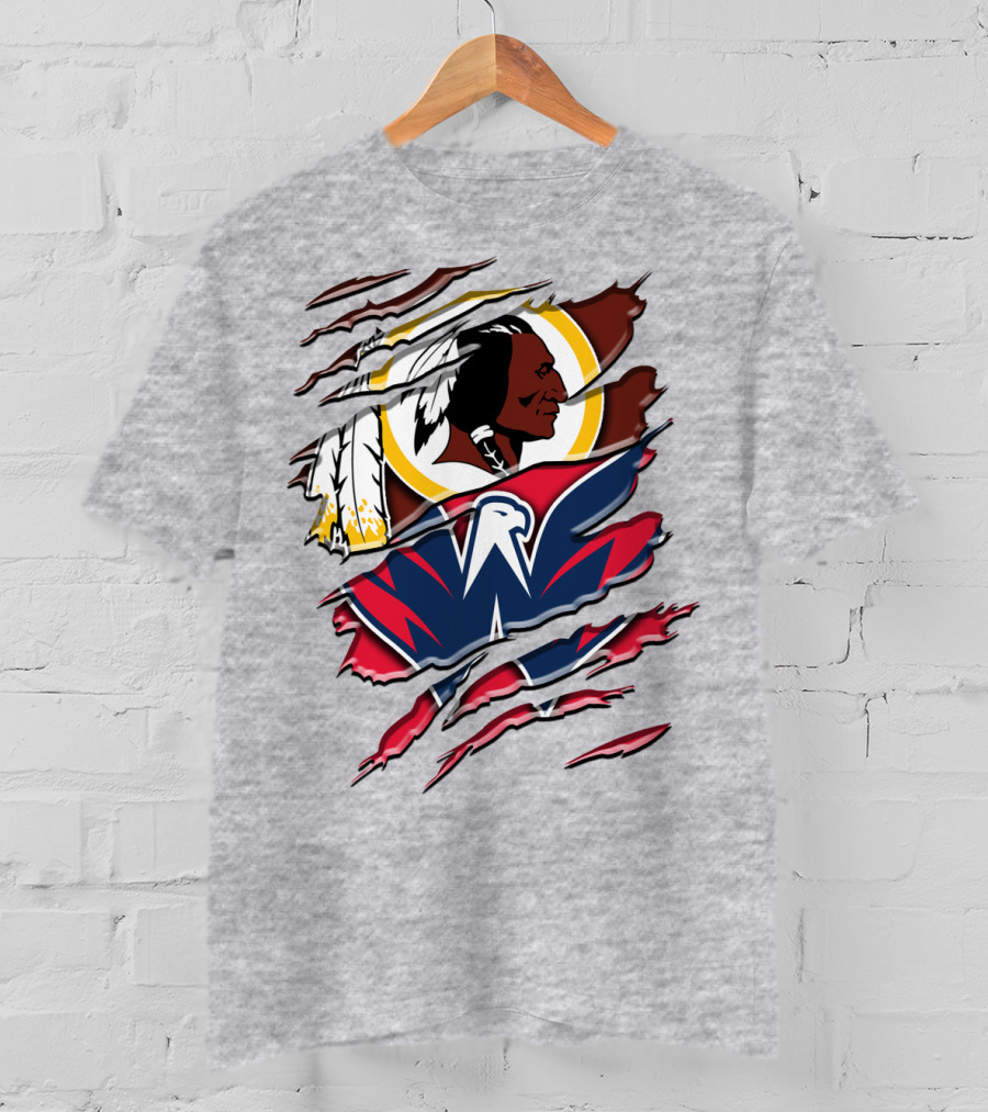 Washington Capitals And Washington Redskins Logo Mashup Rah 104 T-Shirt