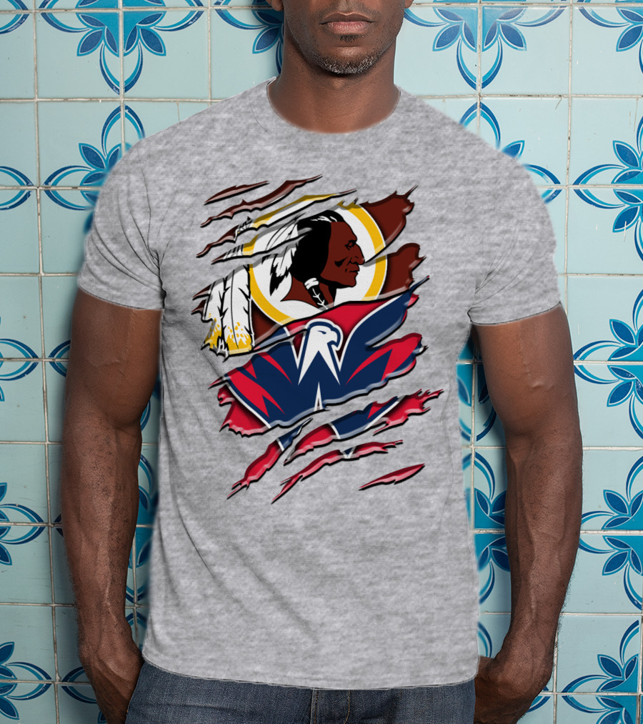 Washington Capitals And Washington Redskins Logo Mashup Rah 104 T-Shirt