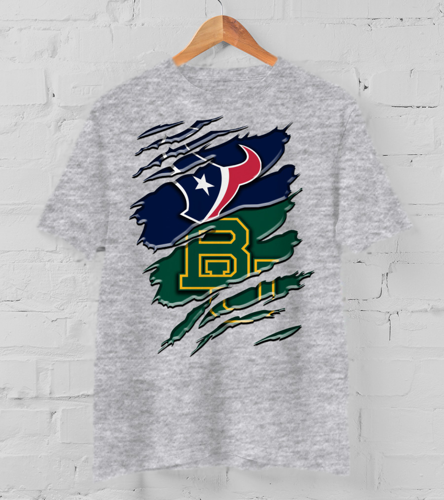 Baylor Bears Houston Texans Ripped Graphic Rah 116 T-Shirt