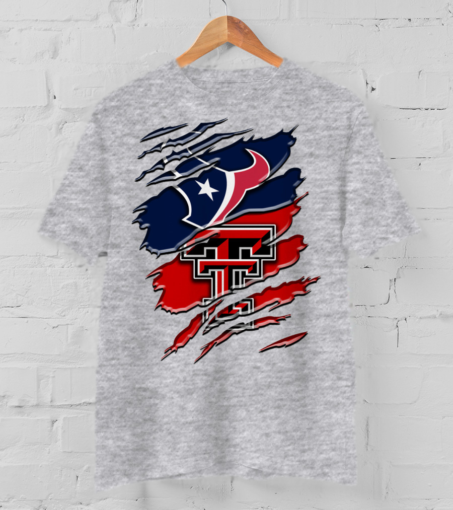 Houston Texans And Texas Tech Red Raiders Rip T-Shirt