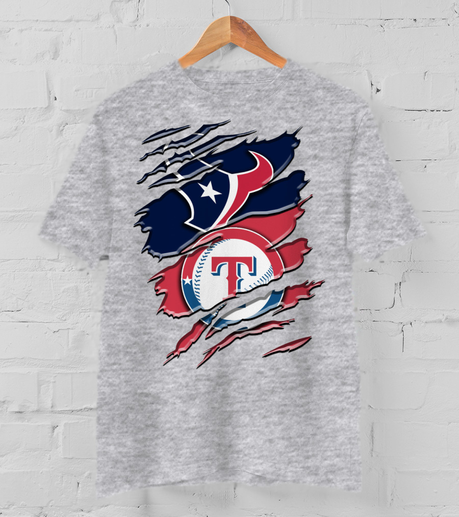Houston Texans And Texas Rangers Sports Fan Rah 124 T-Shirt