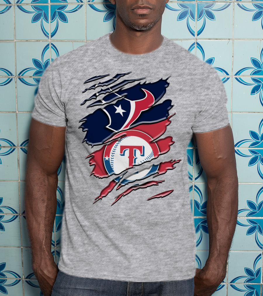 Houston Texans And Texas Rangers Sports Fan Rah 124 T-Shirt