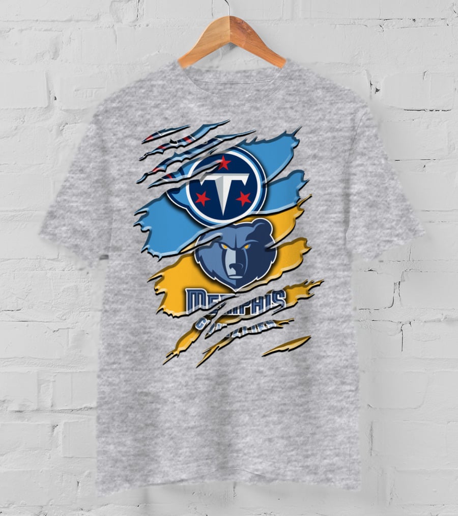 Tennessee Titans Memphis Grizzlies Logo Mashup Rah 128 T-Shirt