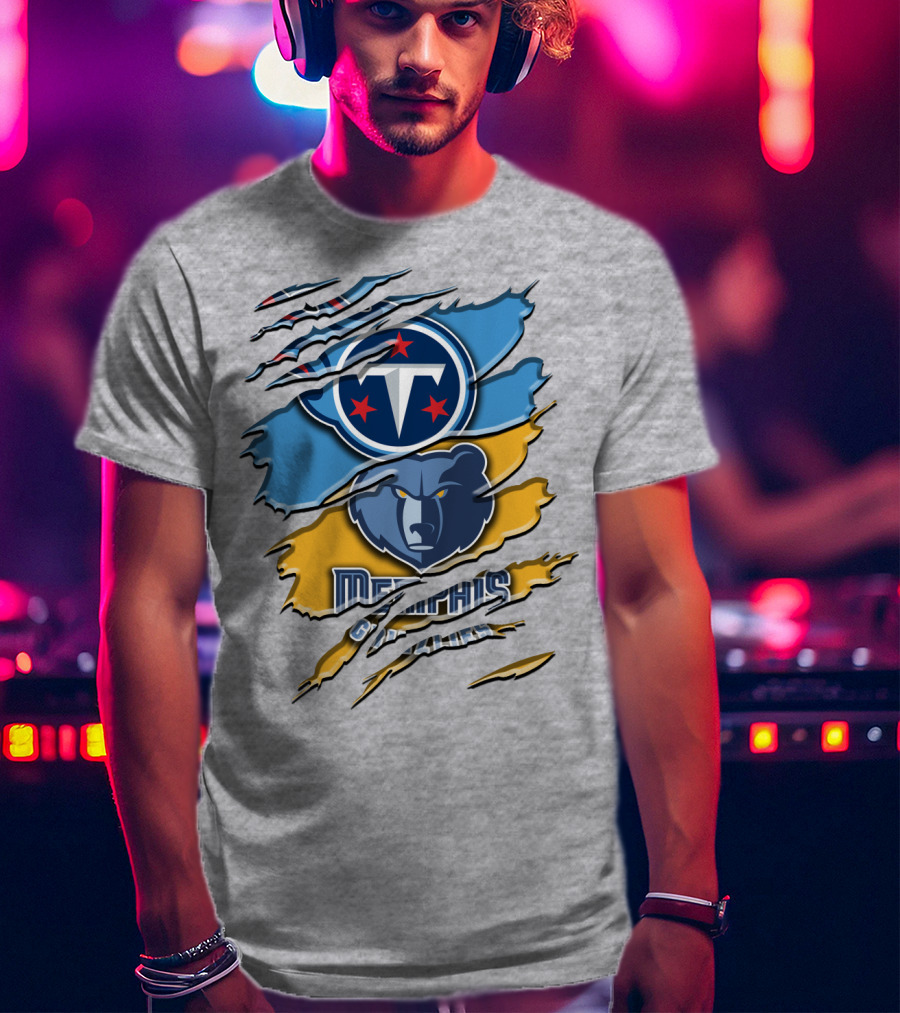Tennessee Titans Memphis Grizzlies Logo Mashup Rah 128 T-Shirt