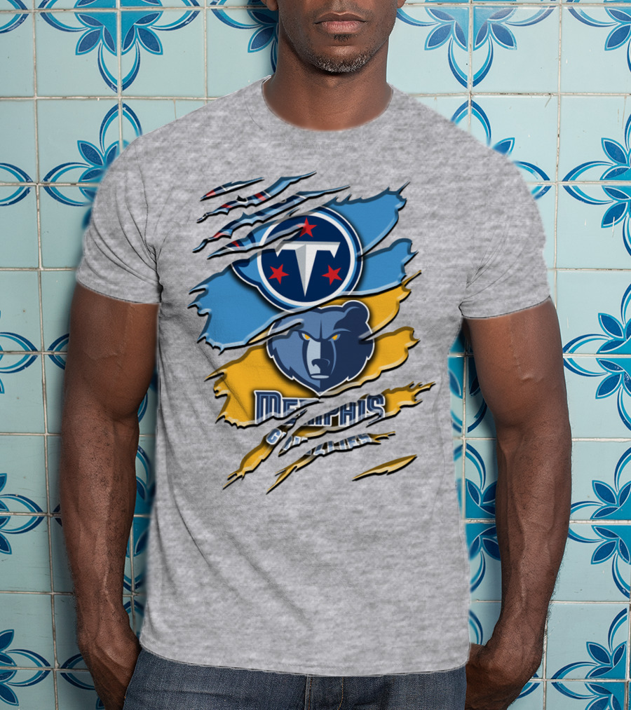Tennessee Titans Memphis Grizzlies Logo Mashup Rah 128 T-Shirt