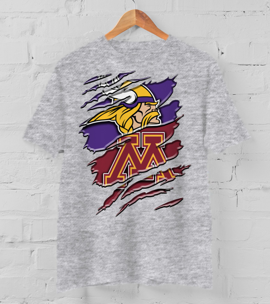 Minnesota Vikings And Golden Gophers Claw Marks Rah 133 T-Shirt