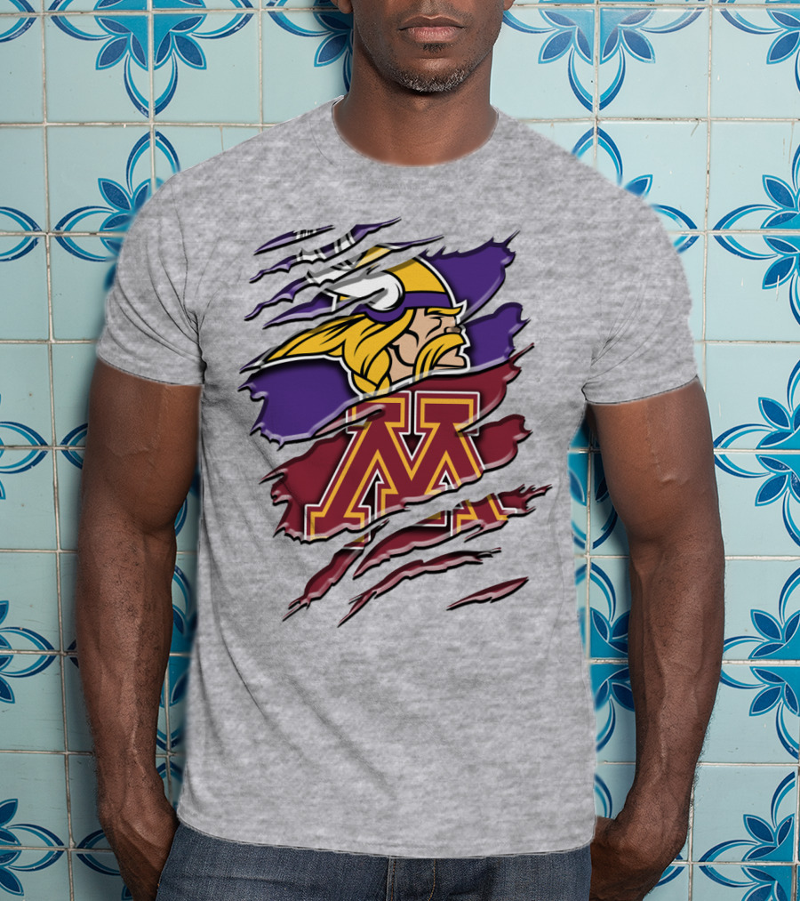 Minnesota Vikings And Golden Gophers Claw Marks Rah 133 T-Shirt