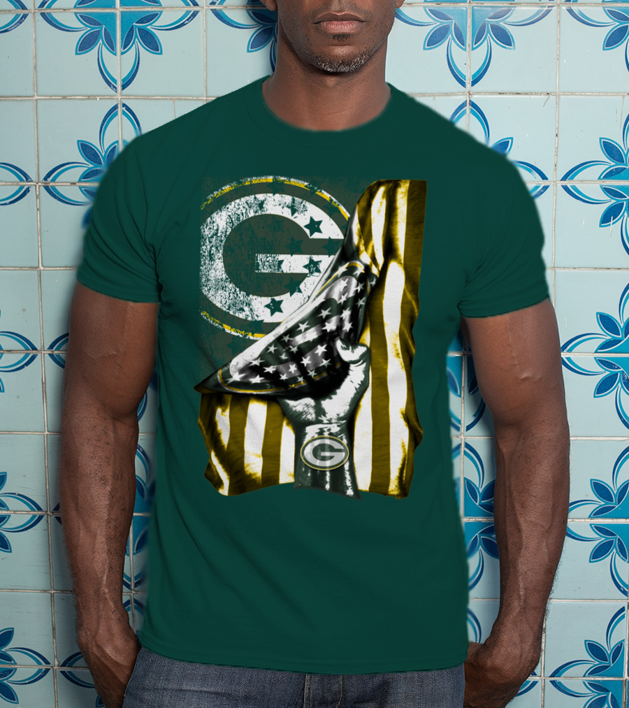 Green Bay Packers American Flag T-Shirt