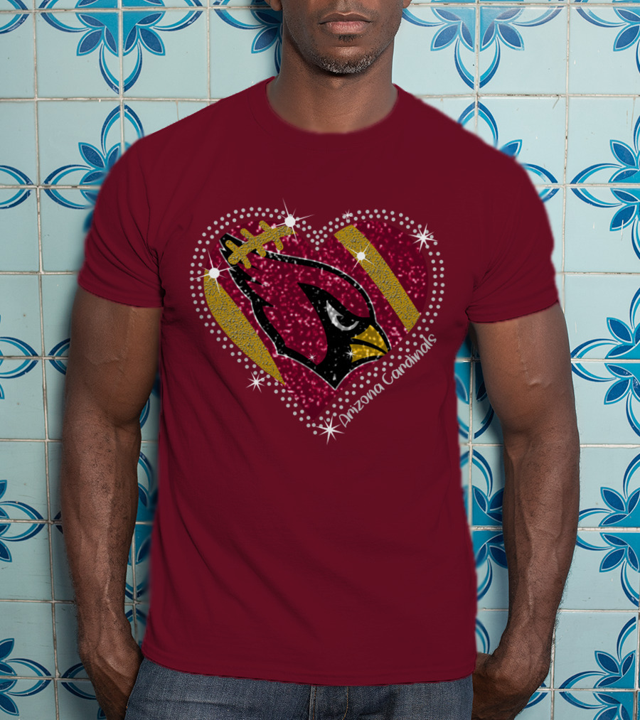 Arizona Cardinals Heart Logo Sparkle T-Shirt