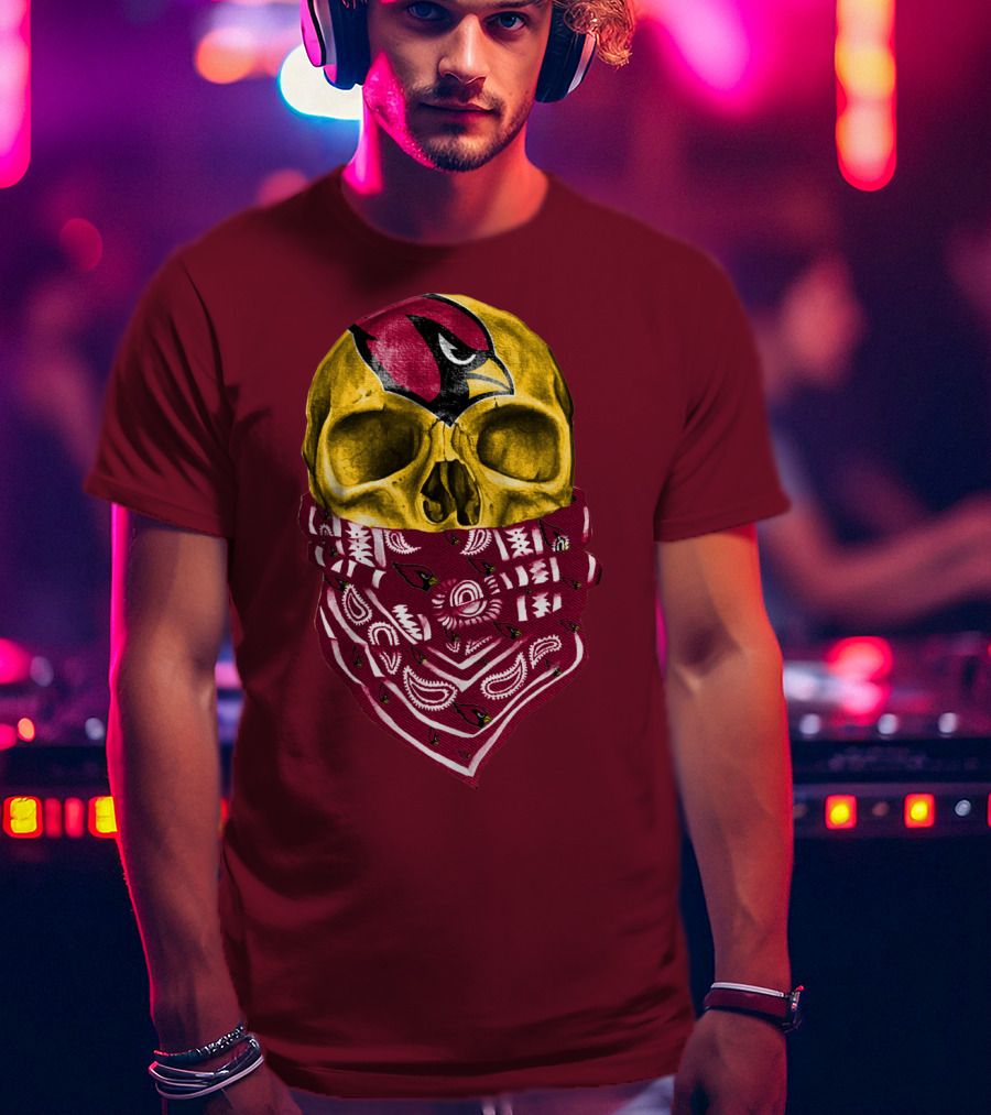 Arizona Cardinals Skull Bandana Red T-Shirt
