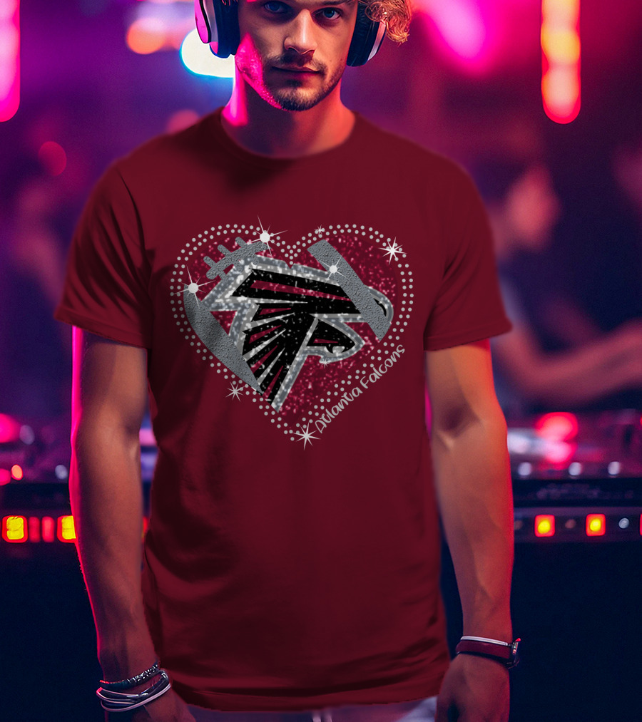 Atlanta Falcons Sparkling Heart T-Shirt