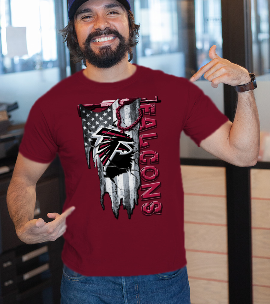 Atlanta Falcons American Flag Football Team T-Shirt