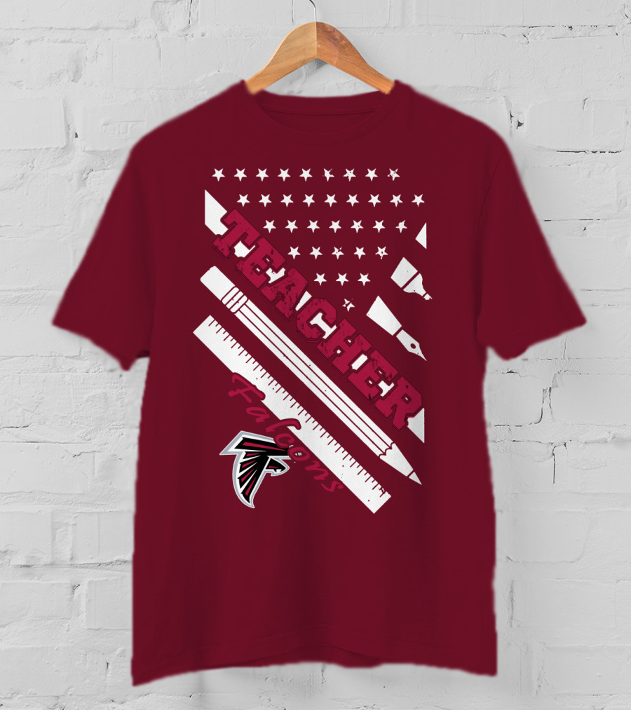 Atlanta Falcons Teacher Stars And Stationery Theme T-Shirt