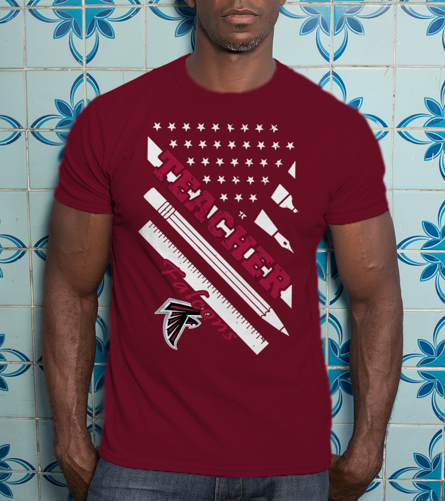 Atlanta Falcons Teacher Stars And Stationery Theme T-Shirt