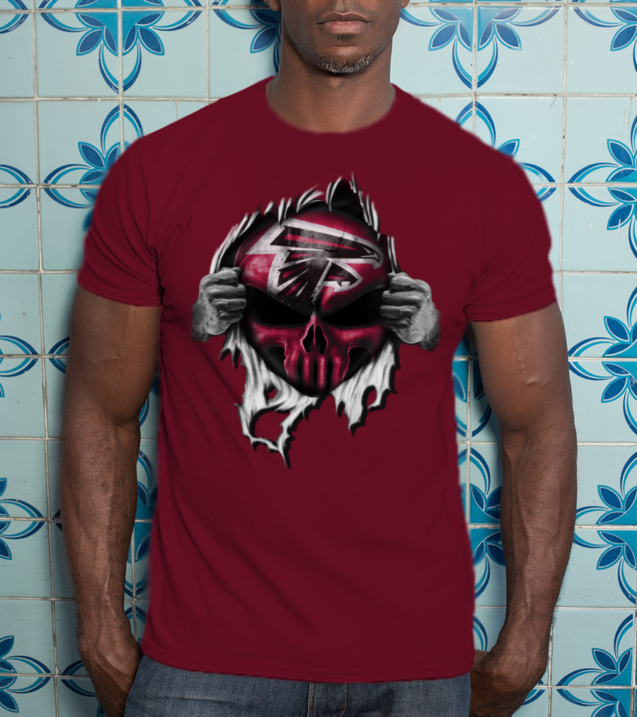 Atlanta Falcons Skull Logo Tearing T-Shirt