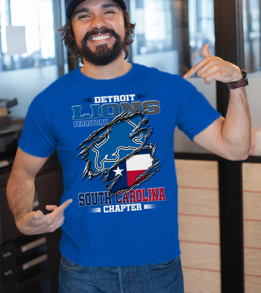 Detroit Lions Territory South Carolina Chapter Texas Flag T-Shirt