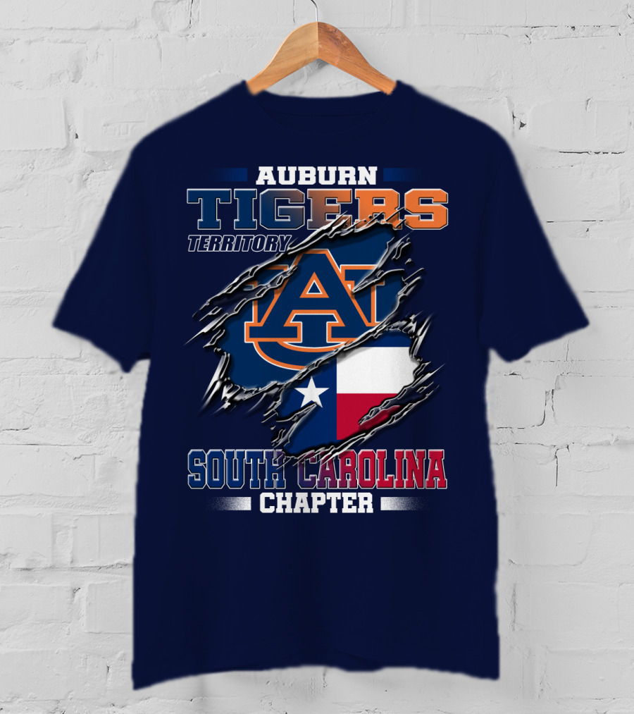 Auburn Tigers Territory South Carolina Chapter Texas Flag Icons T-Shirt