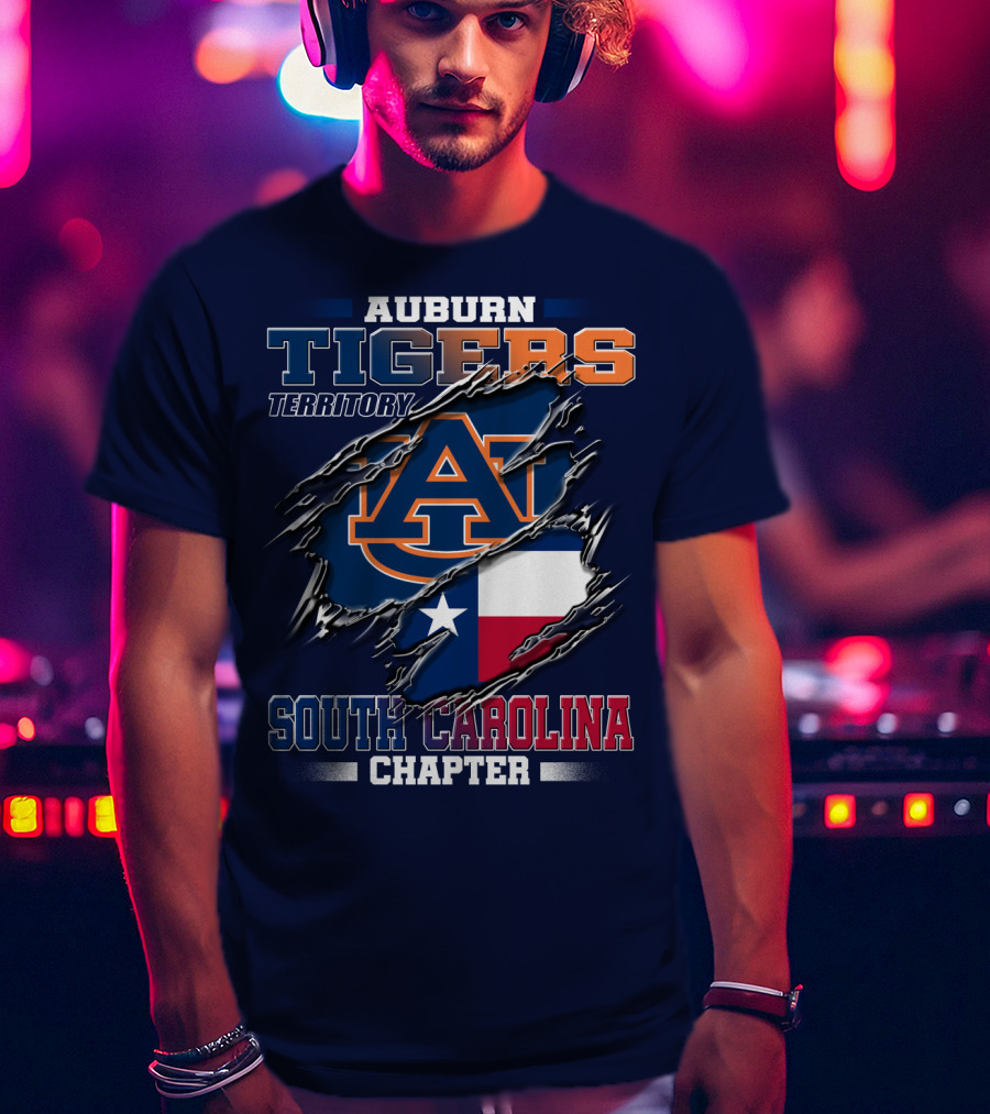Auburn Tigers Territory South Carolina Chapter Texas Flag Icons T-Shirt