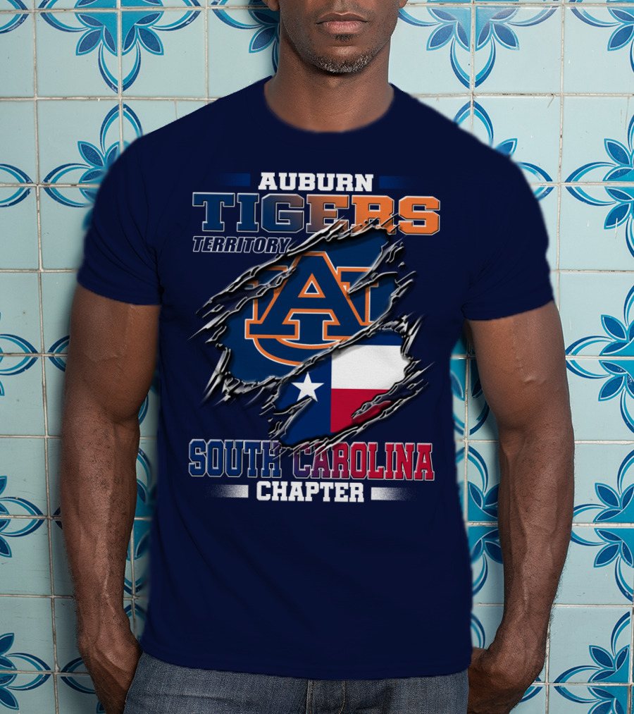 Auburn Tigers Territory South Carolina Chapter Texas Flag Icons T-Shirt