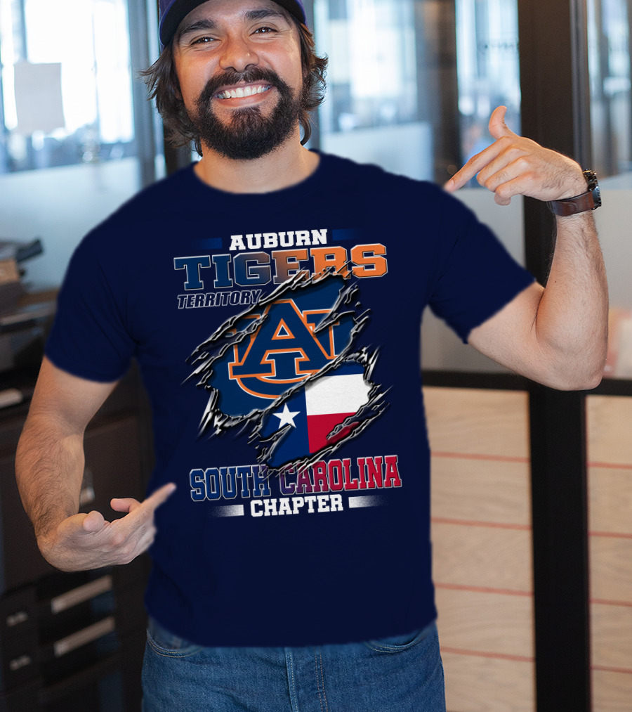 Auburn Tigers Territory South Carolina Chapter Texas Flag Icons T-Shirt