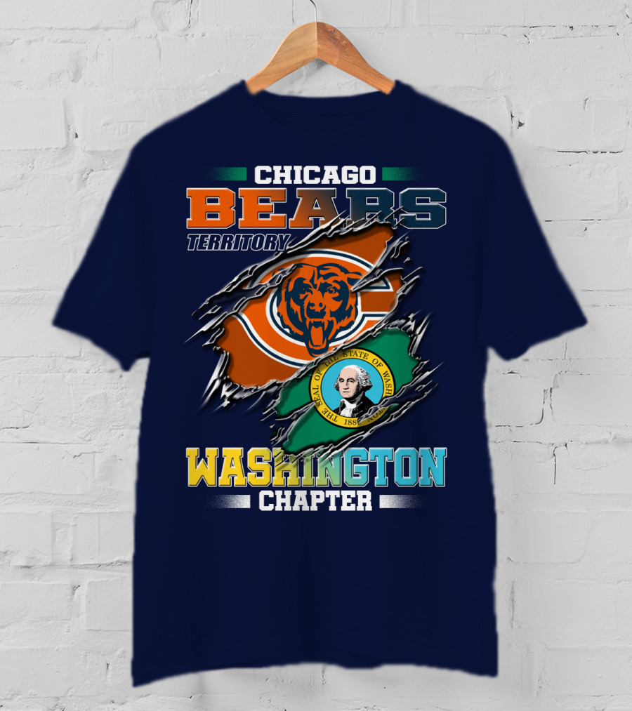 Chicago Bears Territory Washington Chapter State Flag T-Shirt