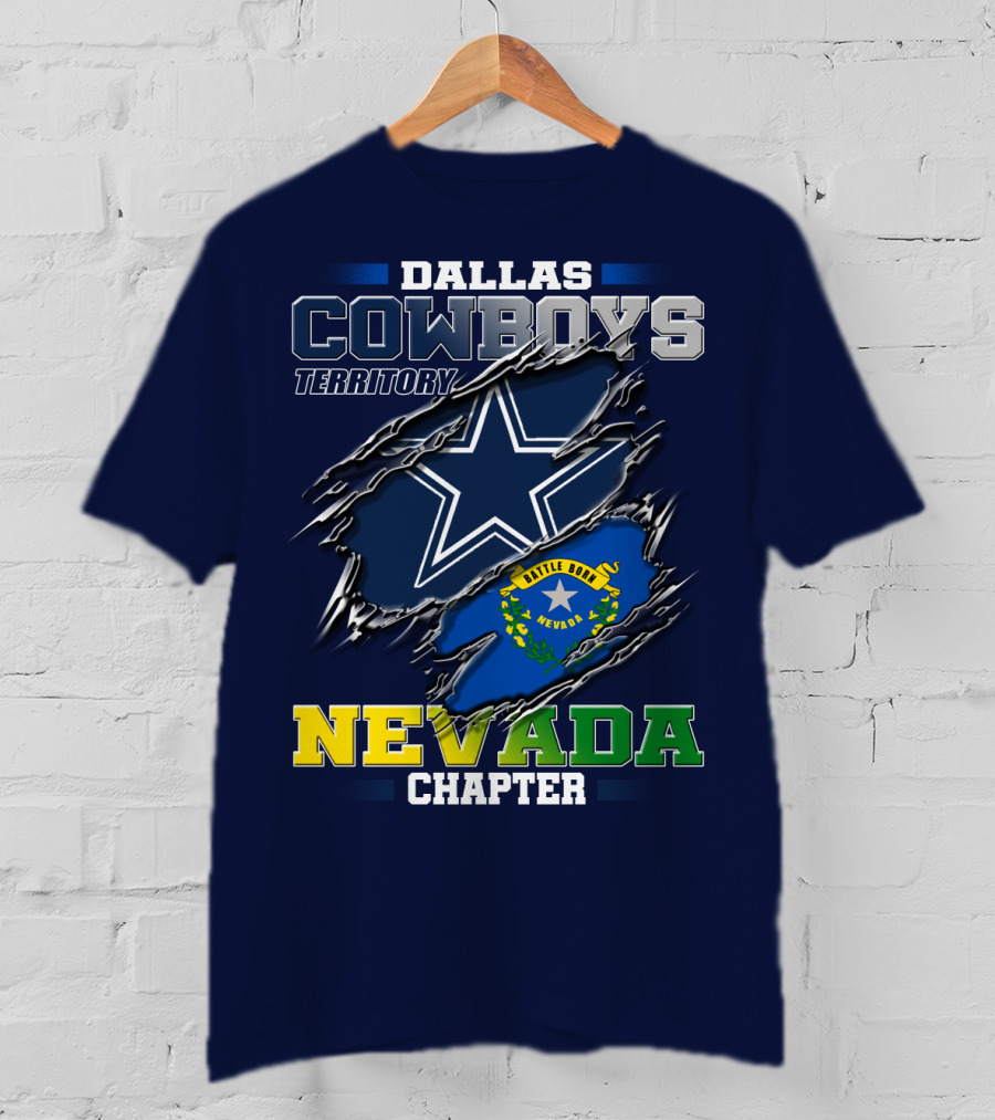 Dallas Cowboys Territory Nevada Chapter Battle Born Star Flag T-Shirt