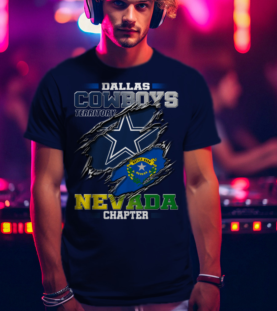 Dallas Cowboys Territory Nevada Chapter Battle Born Star Flag T-Shirt