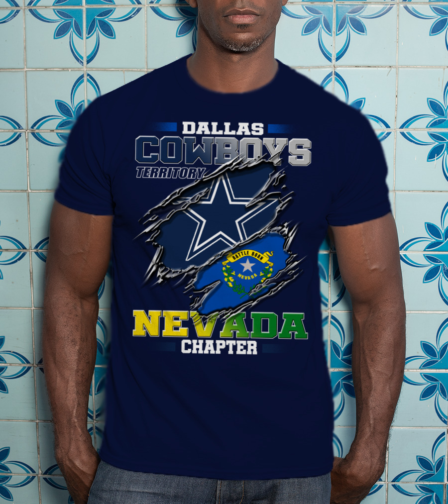Dallas Cowboys Territory Nevada Chapter Battle Born Star Flag T-Shirt