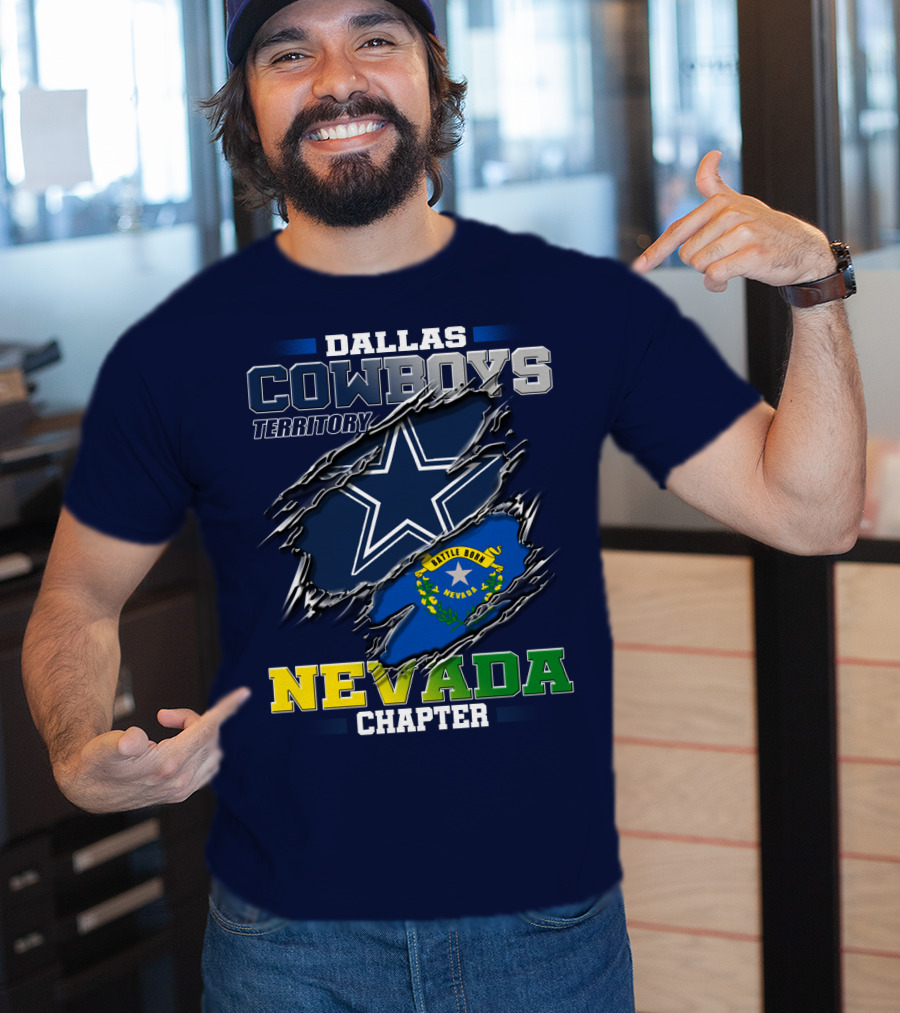 Dallas Cowboys Territory Nevada Chapter Battle Born Star Flag T-Shirt