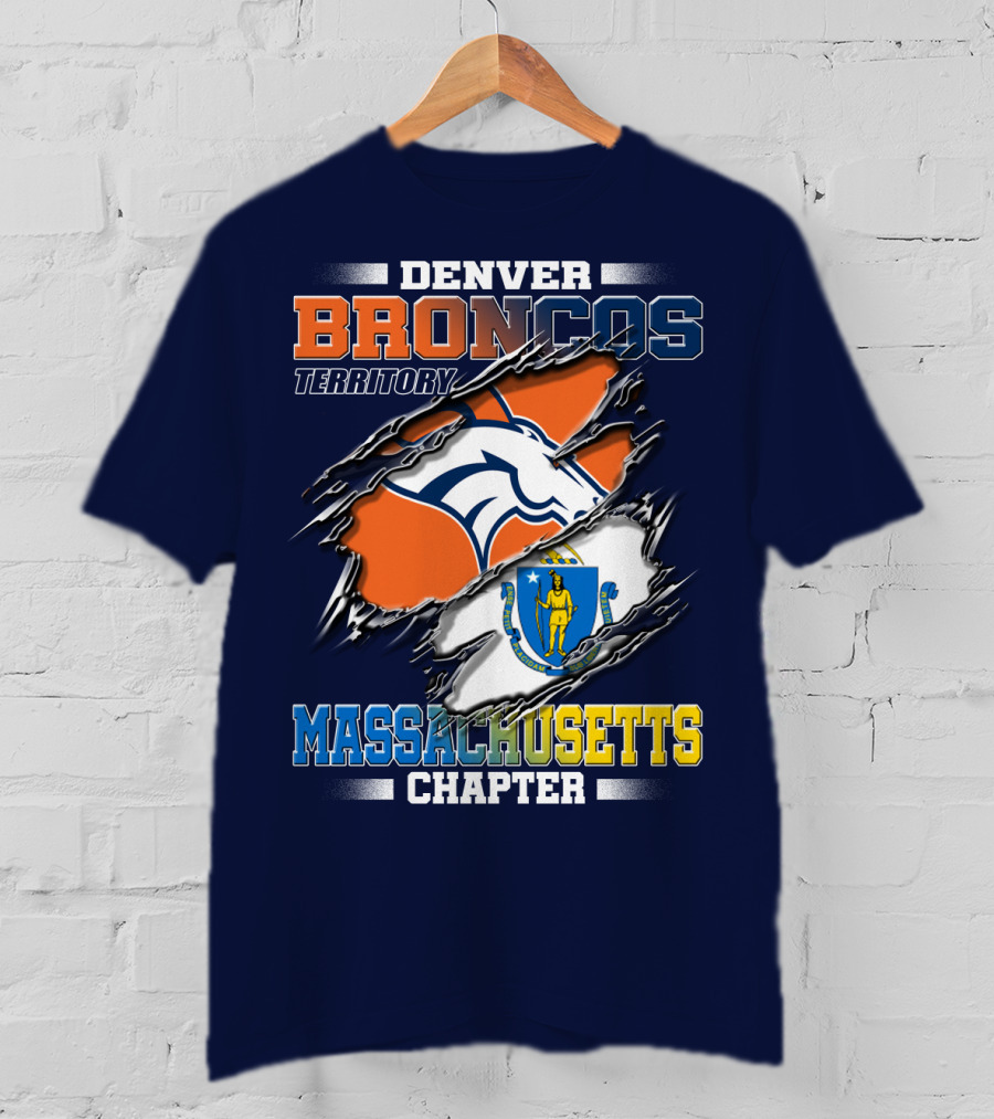 Denver Broncos Territory Massachusetts Chapter Flag T-Shirt