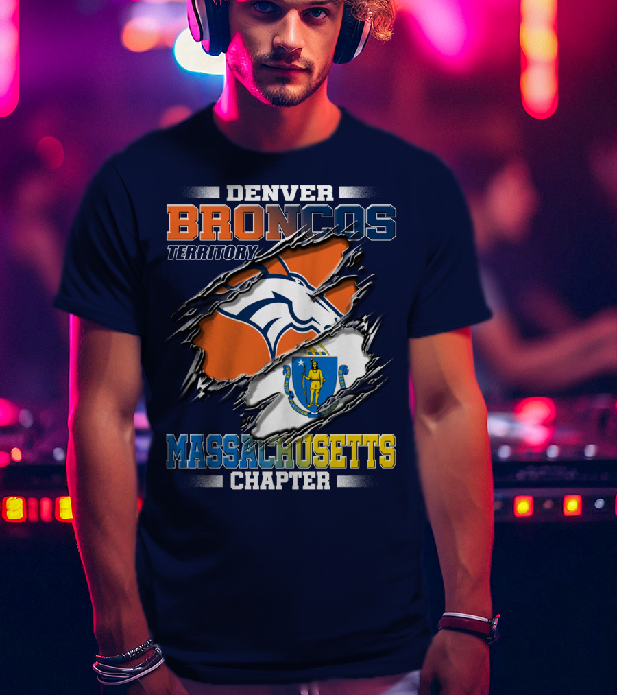 Denver Broncos Territory Massachusetts Chapter Flag T-Shirt