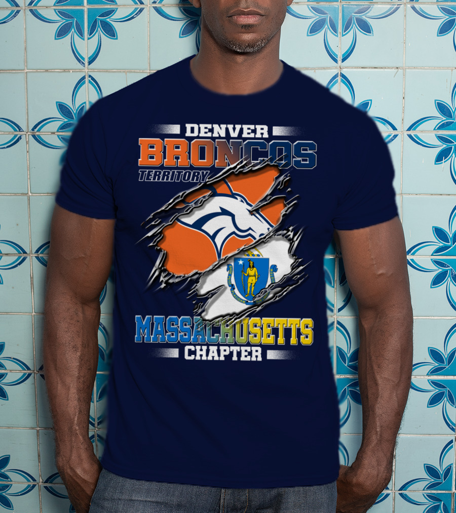 Denver Broncos Territory Massachusetts Chapter Flag T-Shirt
