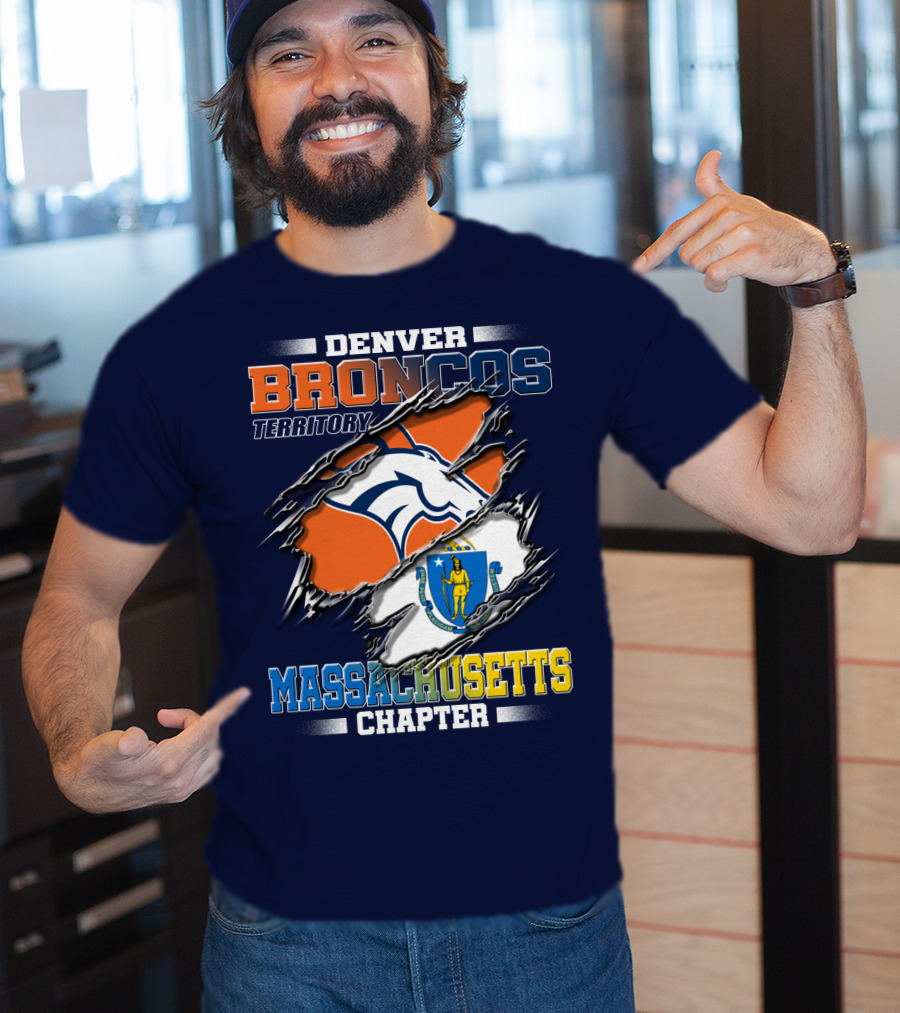 Denver Broncos Territory Massachusetts Chapter Flag T-Shirt