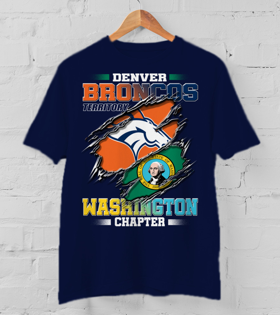 Denver Broncos Territory Washington Chapter Seal Of State Of Washington T-Shirt