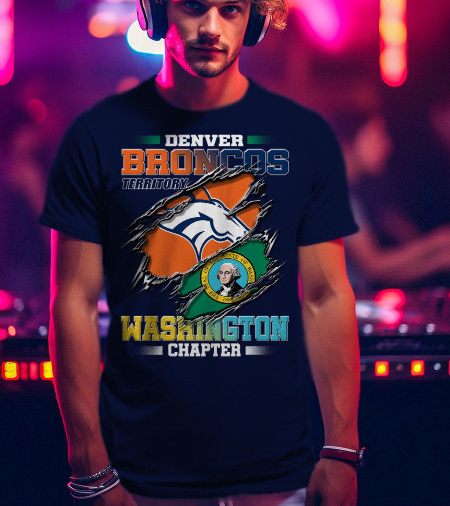Denver Broncos Territory Washington Chapter Seal Of State Of Washington T-Shirt