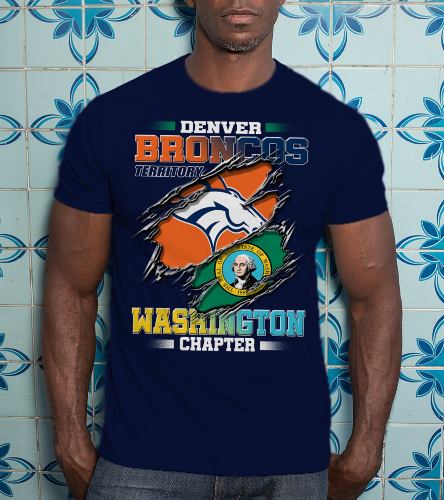 Denver Broncos Territory Washington Chapter Seal Of State Of Washington T-Shirt