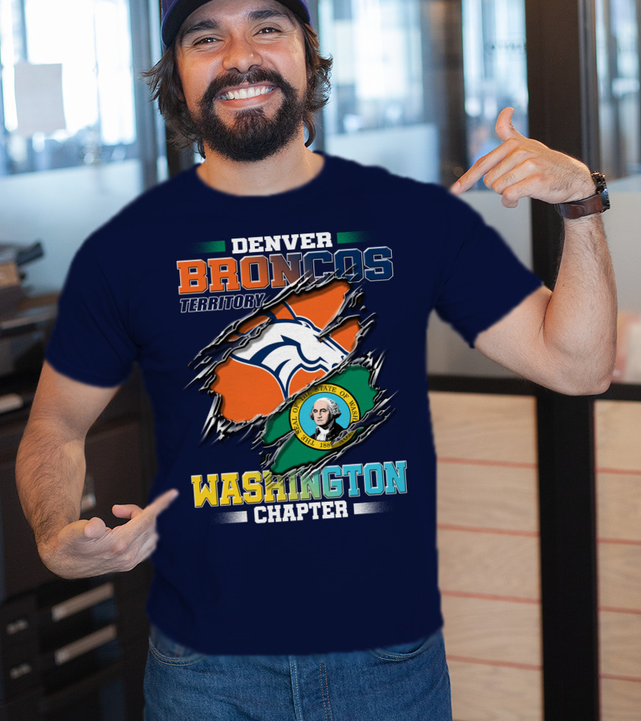 Denver Broncos Territory Washington Chapter Seal Of State Of Washington T-Shirt