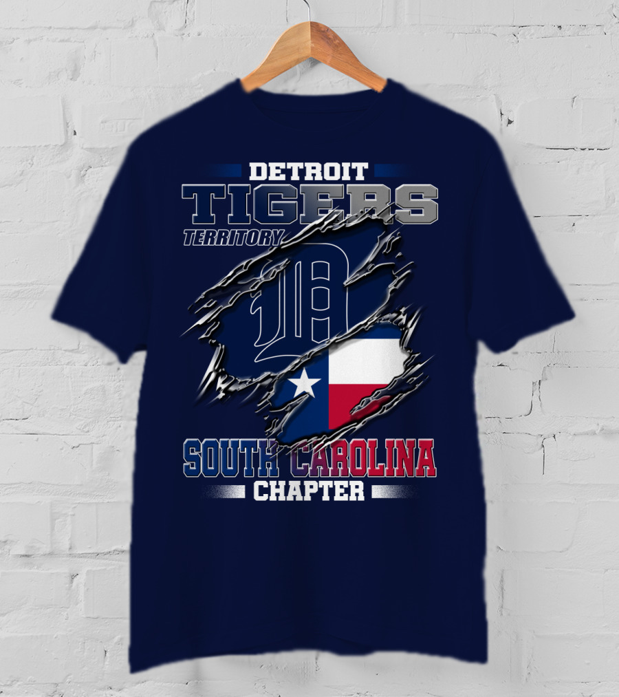 Detroit Tigers Territory South Carolina Chapter Texas Flag T-Shirt