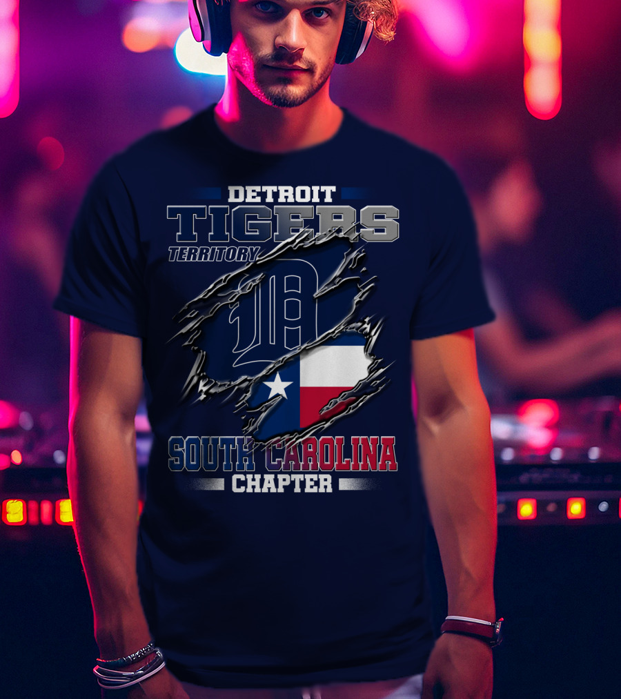 Detroit Tigers Territory South Carolina Chapter Texas Flag T-Shirt