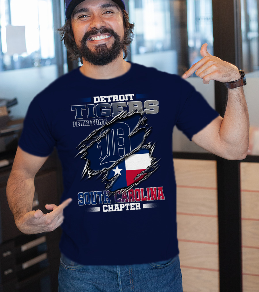 Detroit Tigers Territory South Carolina Chapter Texas Flag T-Shirt