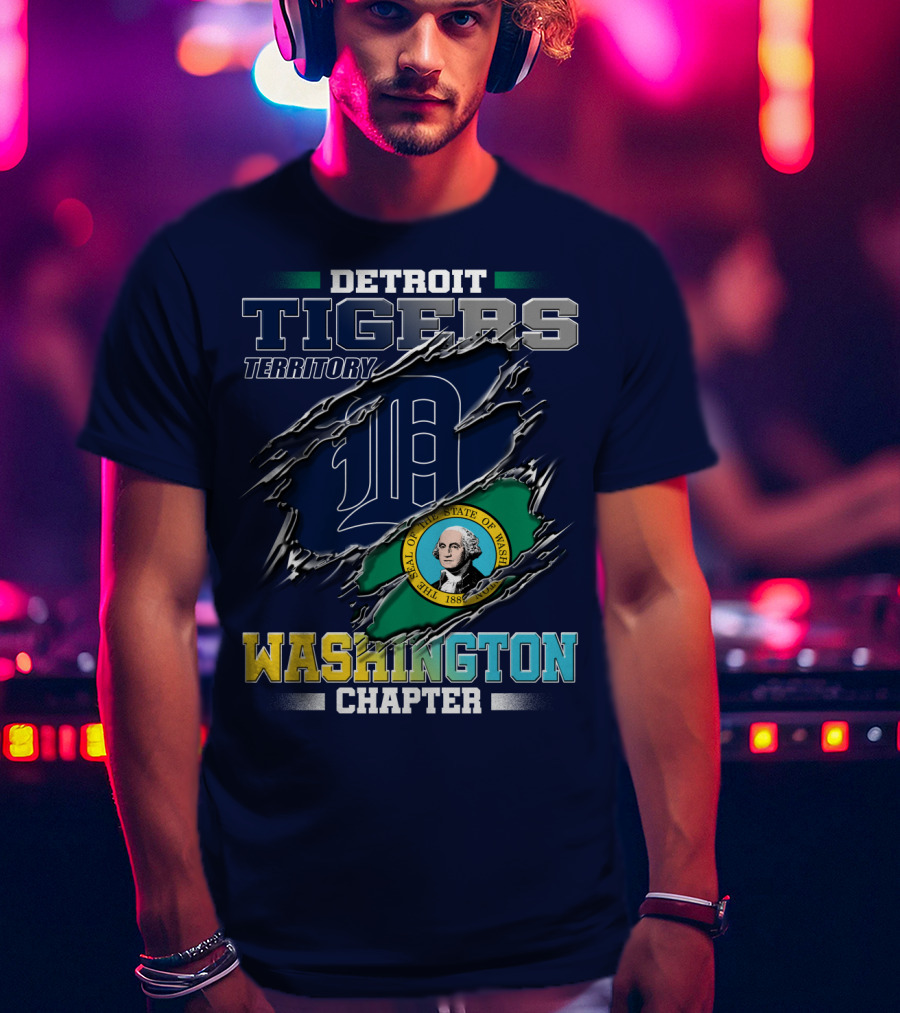 Detroit Tigers Territory Washington Chapter State Seal T-Shirt
