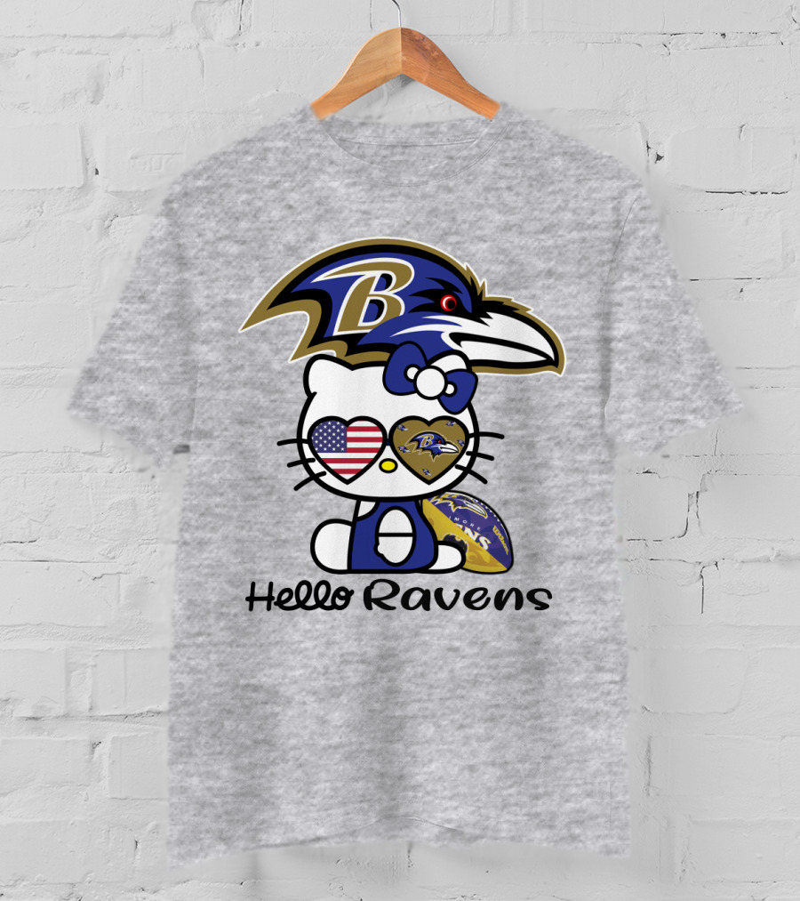Hello Ravens Football Baltimore Ravens Hello Kitty T-Shirt