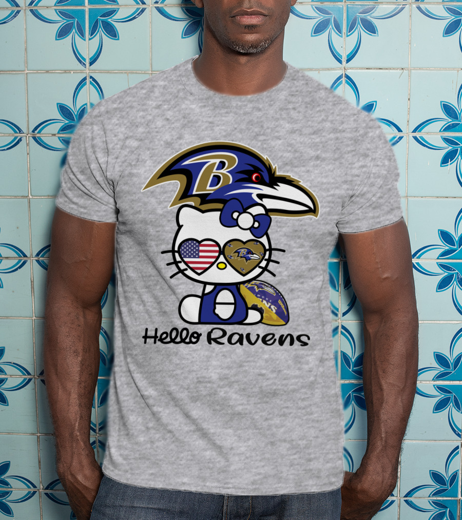 Hello Ravens Football Baltimore Ravens Hello Kitty T-Shirt