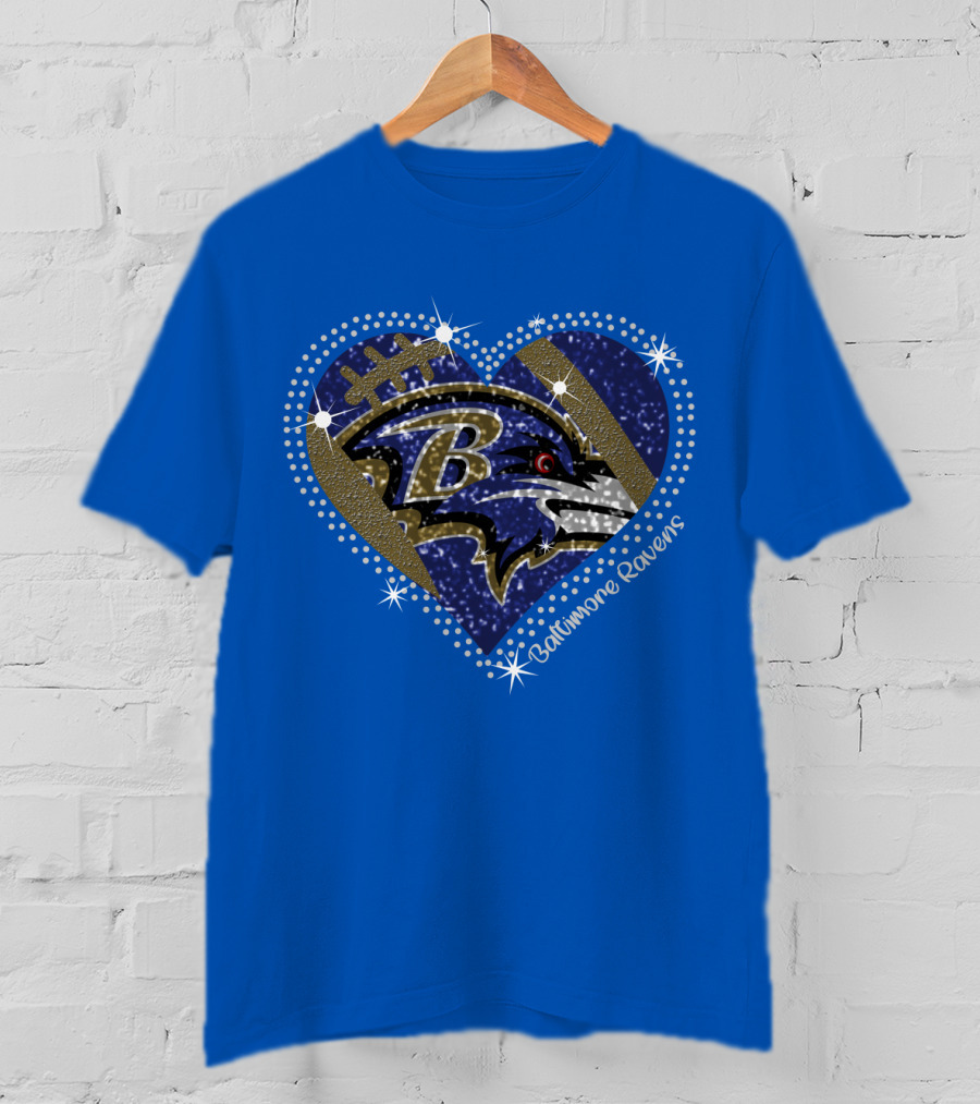 Baltimore Ravens Heart Football T-Shirt