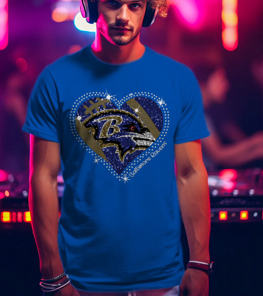 Baltimore Ravens Heart Football T-Shirt